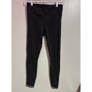 Athleta Black High Rise Running Leggings Reflective Trim Zip Pocket XS